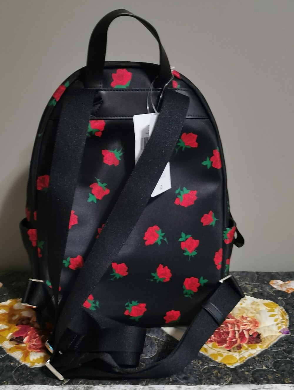 kate spade Black Backpack with Red Rose Print - Picture 5 of 16